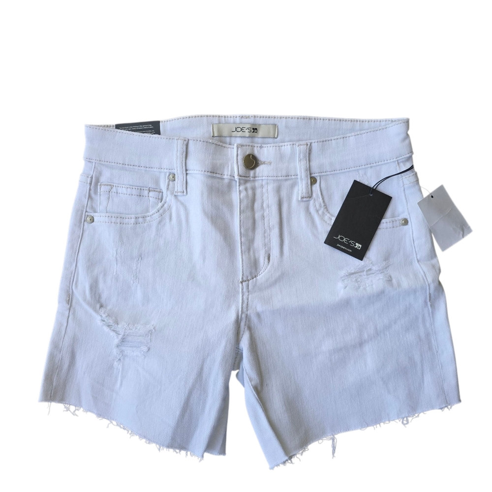 Joe's Jeans White Distressed Women Shorts Cut Off Denim Size 24 NWT
